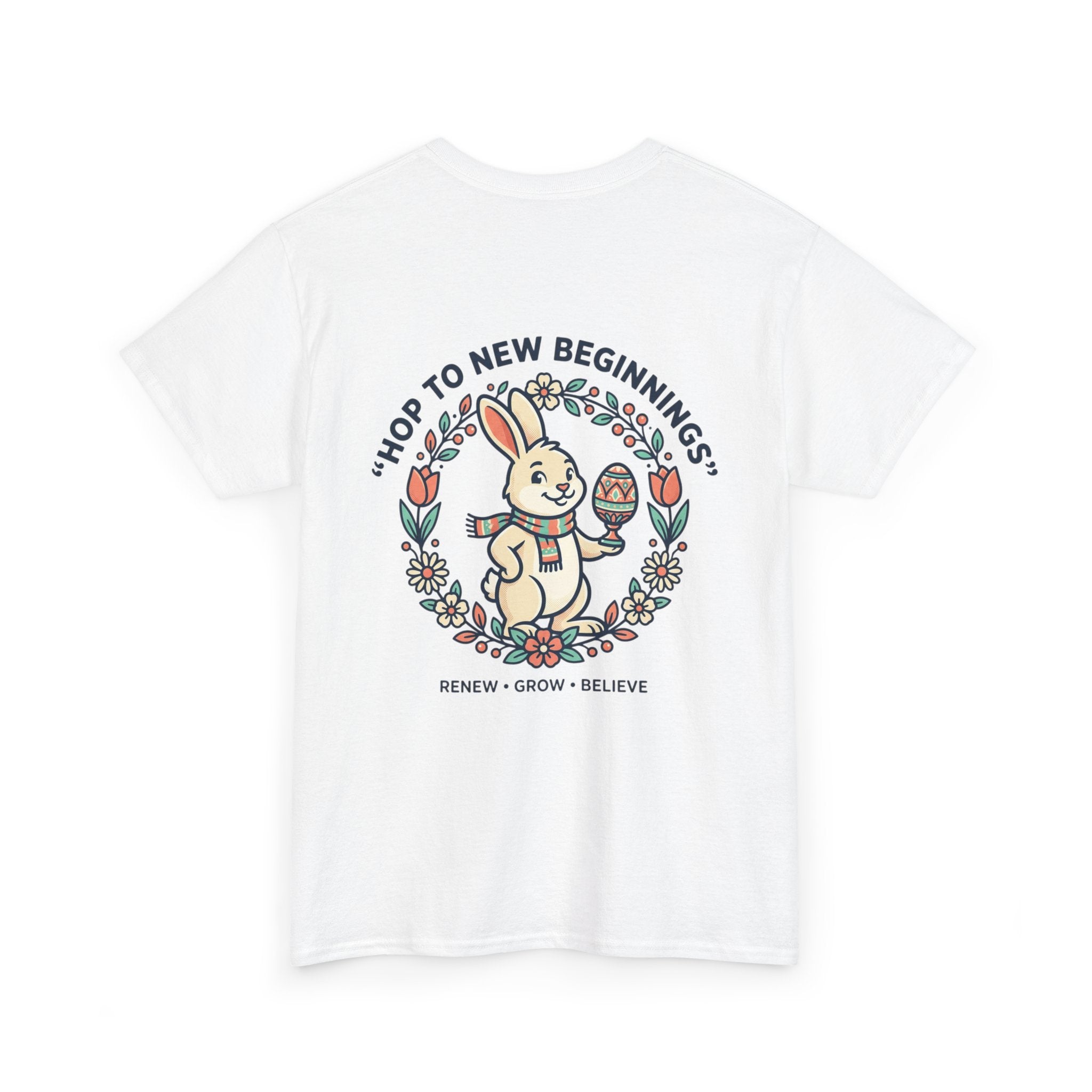 Peaceful Bunny “Hope to New Beginnings” Graphic Tee — Lotus & Floral Spiritual T-Shirt