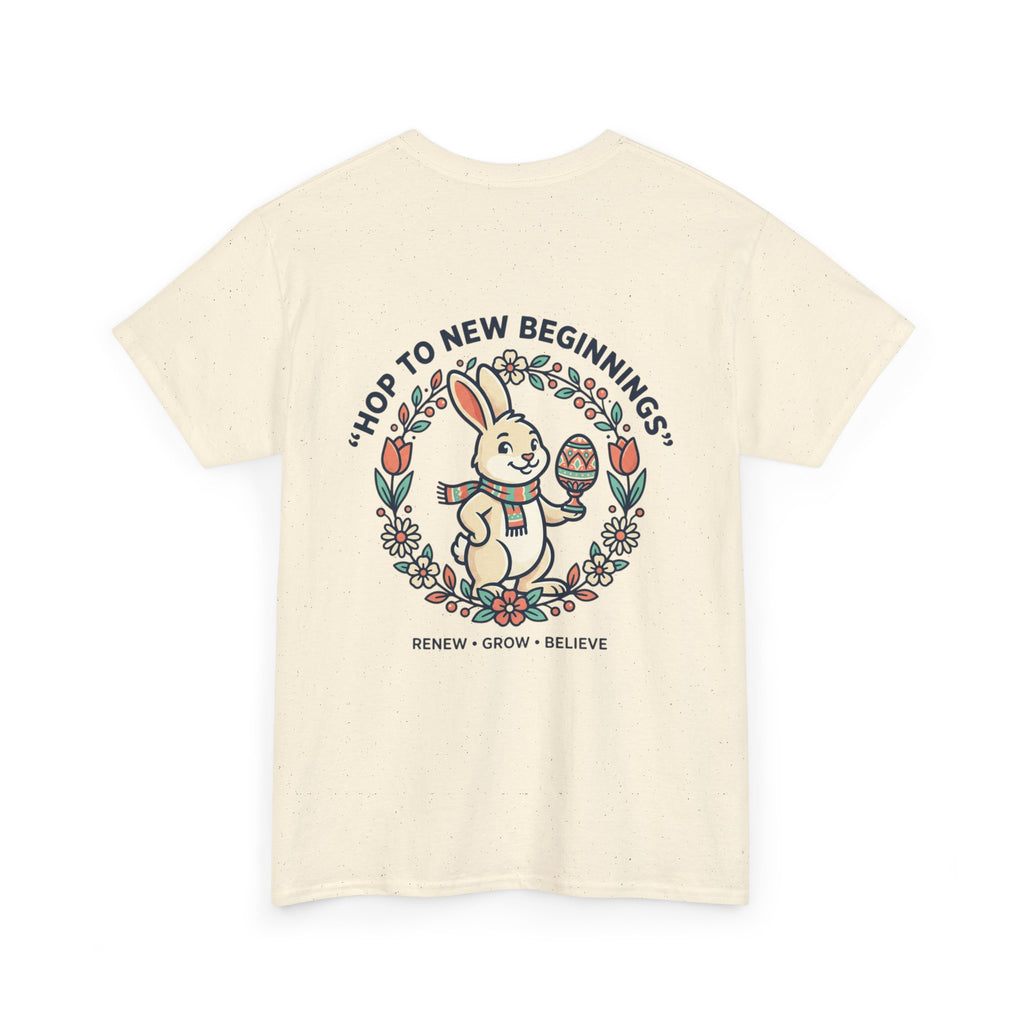 Peaceful Bunny “Hope to New Beginnings” Graphic Tee — Lotus & Floral Spiritual T-Shirt