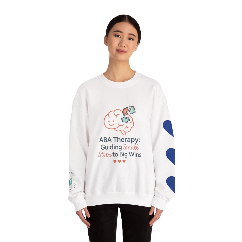 ABA Therapy Crewneck Sweatshirt – "Guiding Small Steps to Big Wins" | Progress Over Perfection