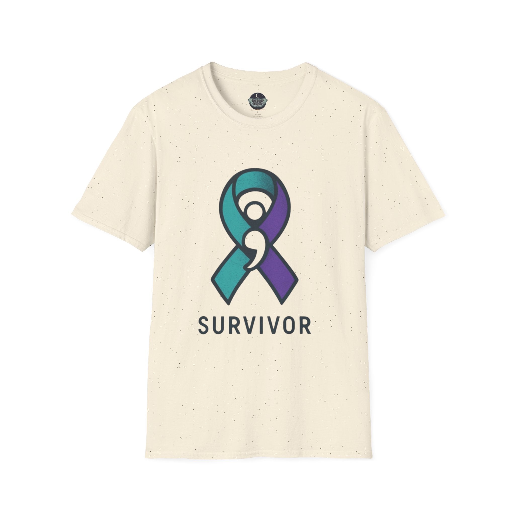 Survivor Awareness T-Shirt — Teal & Purple Ribbon “I’m Still Here” Design