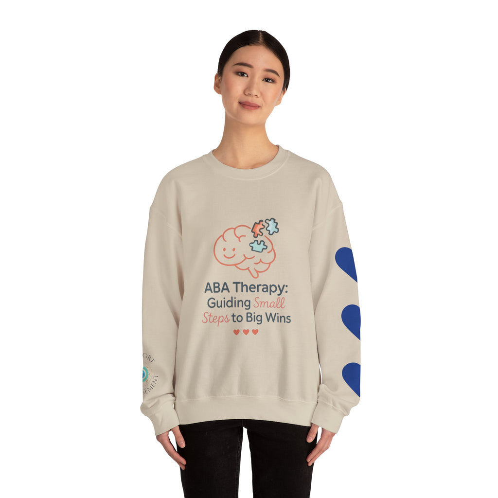 ABA Therapy Crewneck Sweatshirt – "Guiding Small Steps to Big Wins" | Progress Over Perfection