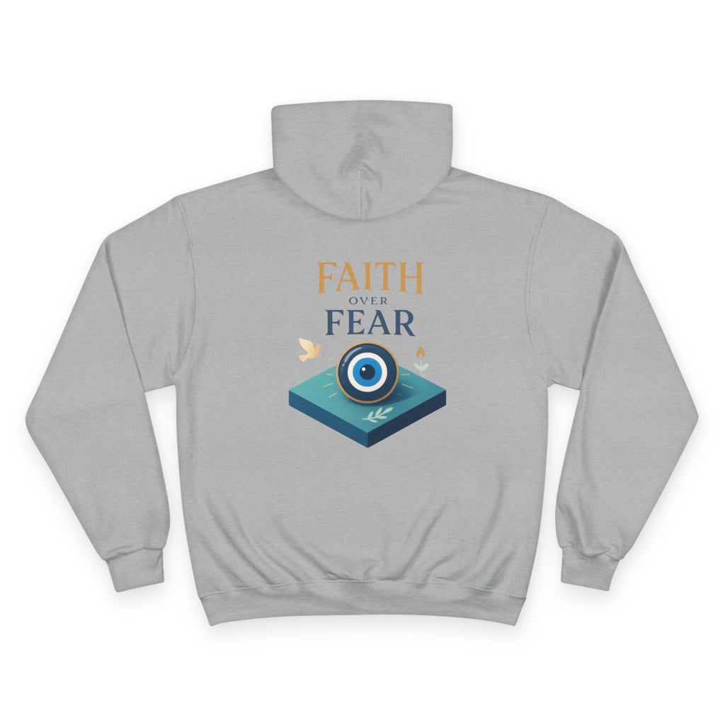 Faith Over Fear Champion Hoodie — Inspirational Mask Graphic Hoodie