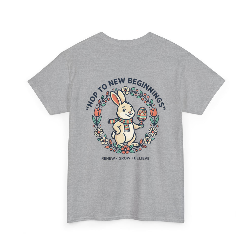 Peaceful Bunny “Hope to New Beginnings” Graphic Tee — Lotus & Floral Spiritual T-Shirt