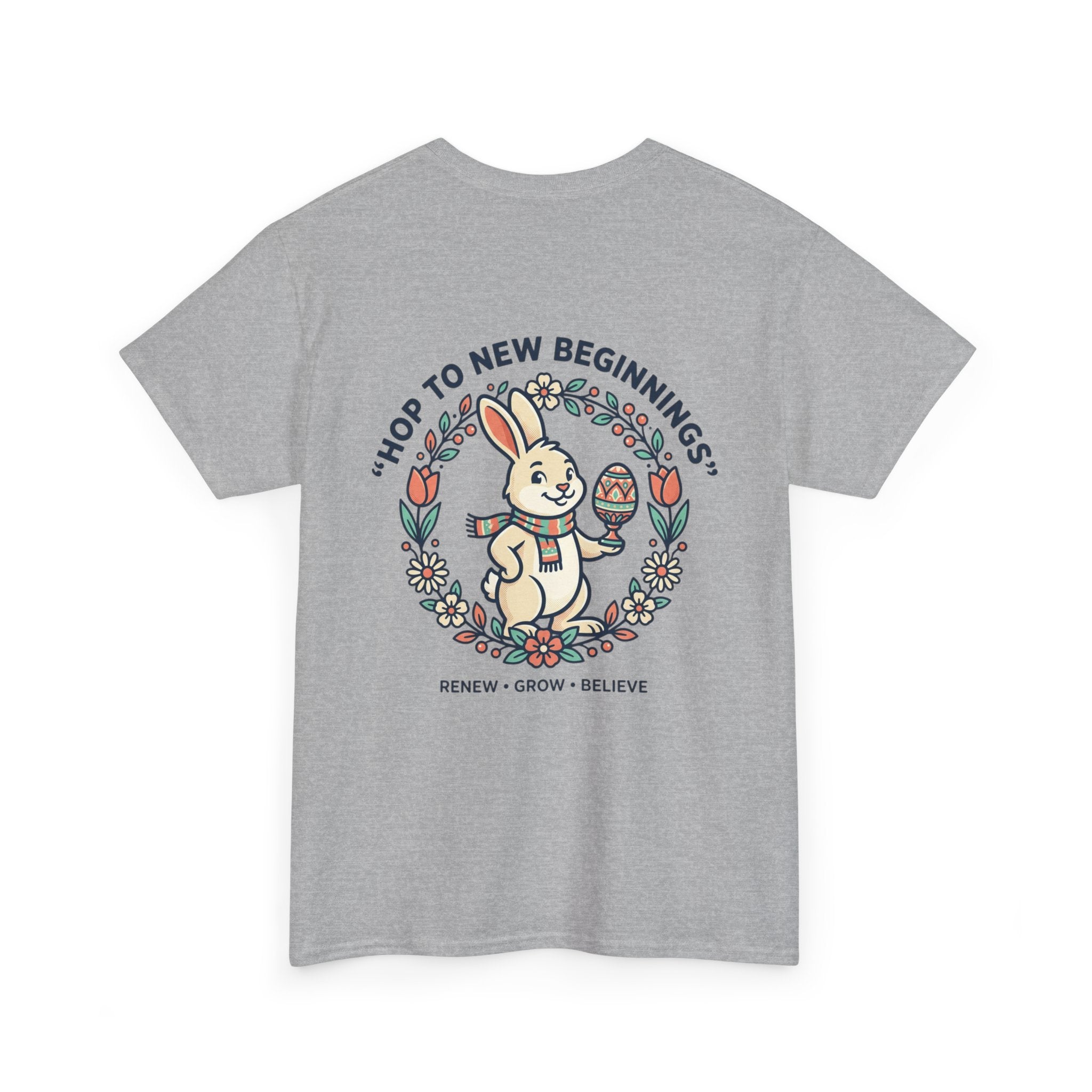 Peaceful Bunny “Hope to New Beginnings” Graphic Tee — Lotus & Floral Spiritual T-Shirt