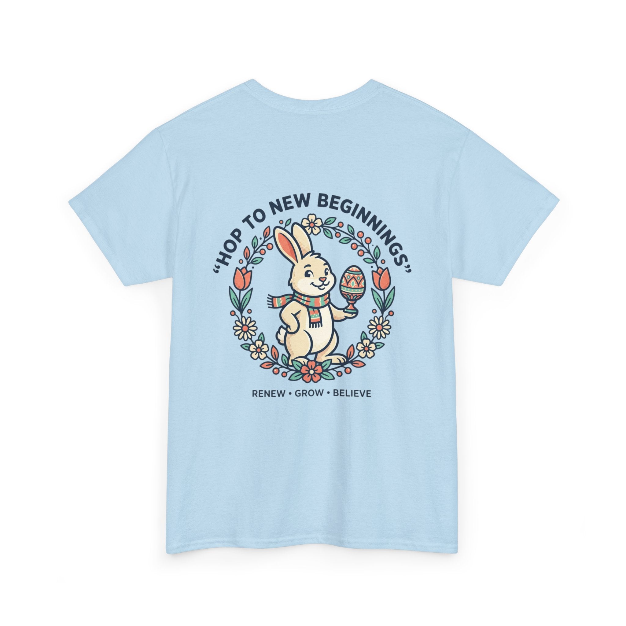 Peaceful Bunny “Hope to New Beginnings” Graphic Tee — Lotus & Floral Spiritual T-Shirt