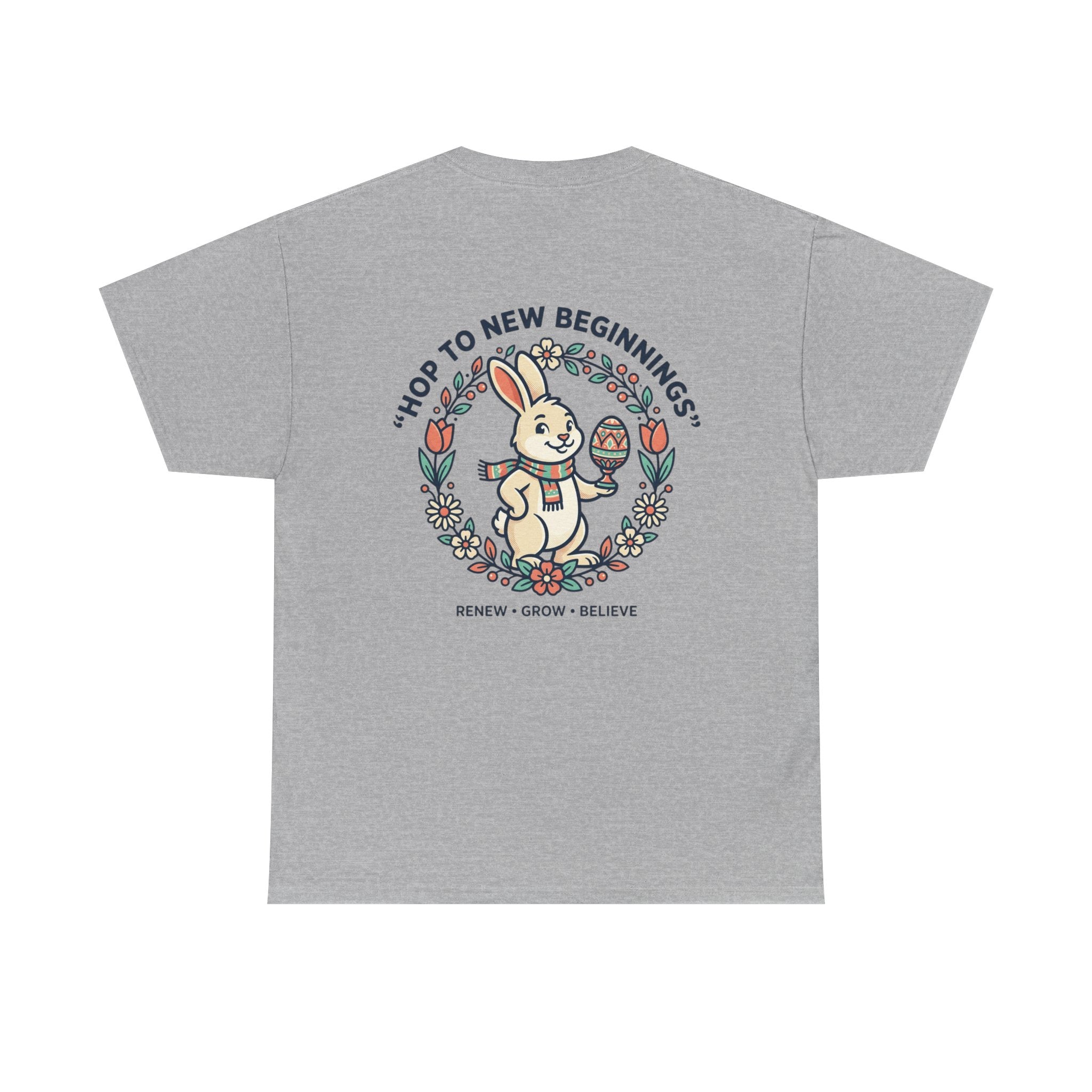 Peaceful Bunny “Hope to New Beginnings” Graphic Tee — Lotus & Floral Spiritual T-Shirt