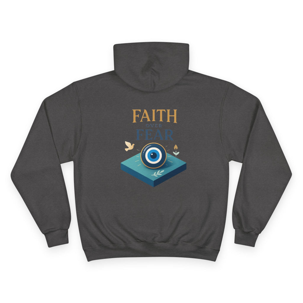 Faith Over Fear Champion Hoodie — Inspirational Mask Graphic Hoodie