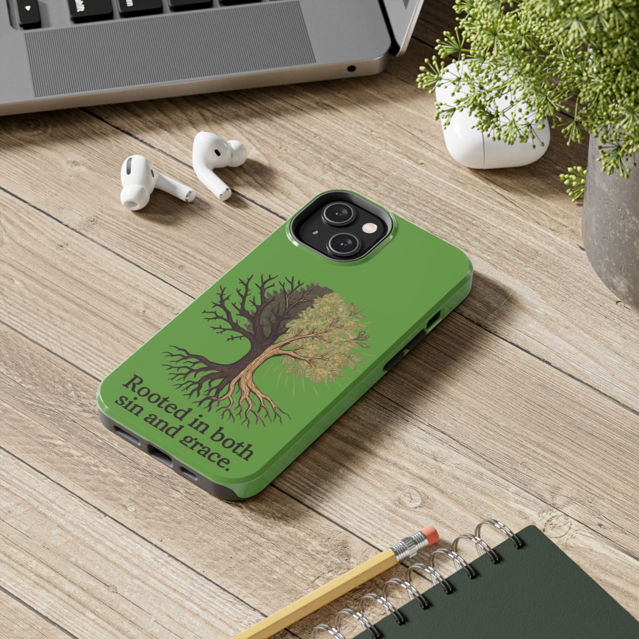 Rooted in Both Sin and Grace Tough Phone Case — Tree of Life Christian Phone Cover