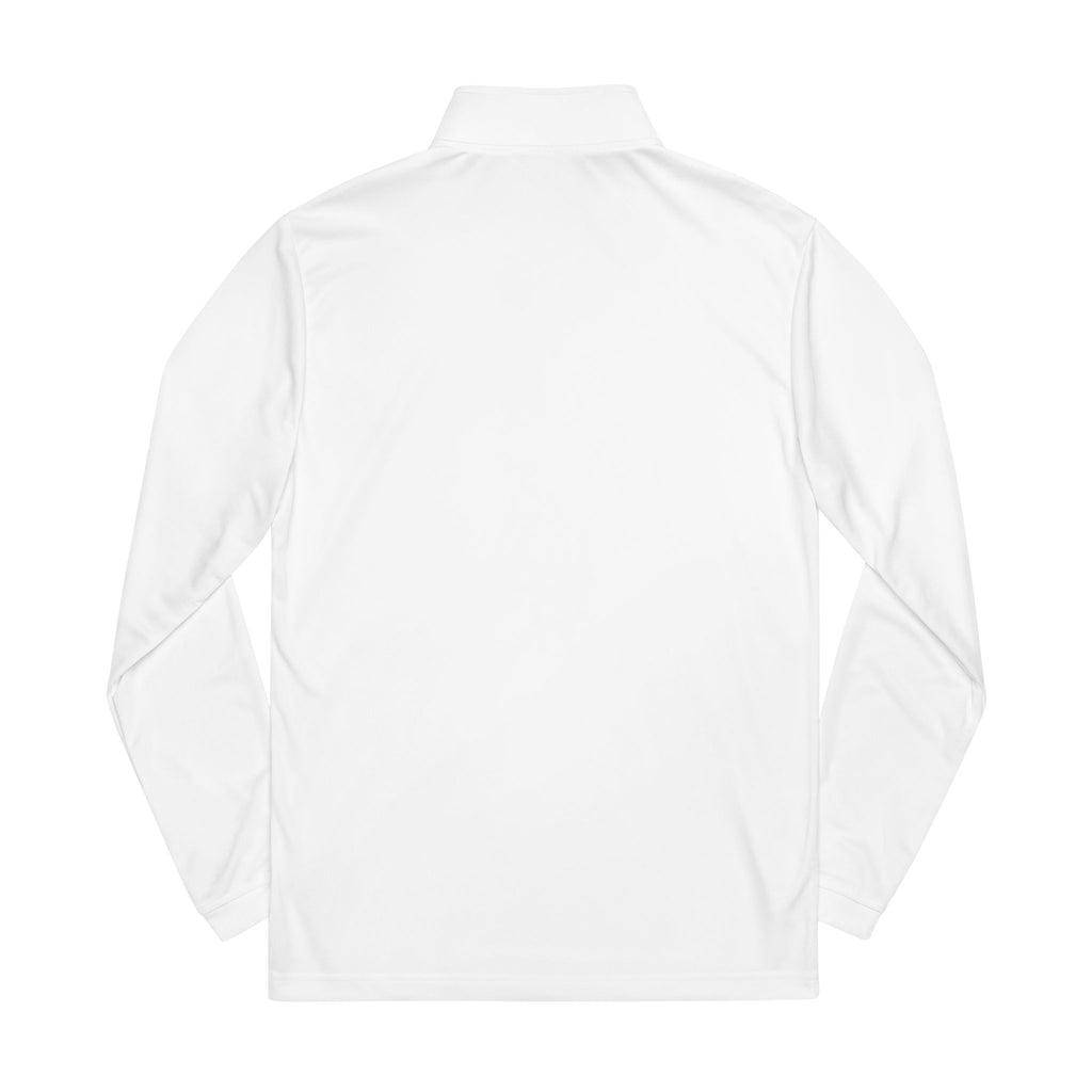 Embroidered White Adidas Quarter-Zip Pullover — Womens power, feminine enery