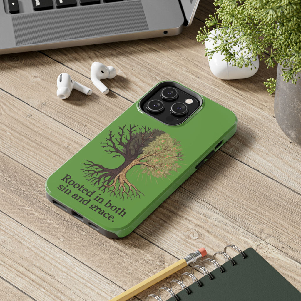 Rooted in Both Sin and Grace Tough Phone Case — Tree of Life Christian Phone Cover
