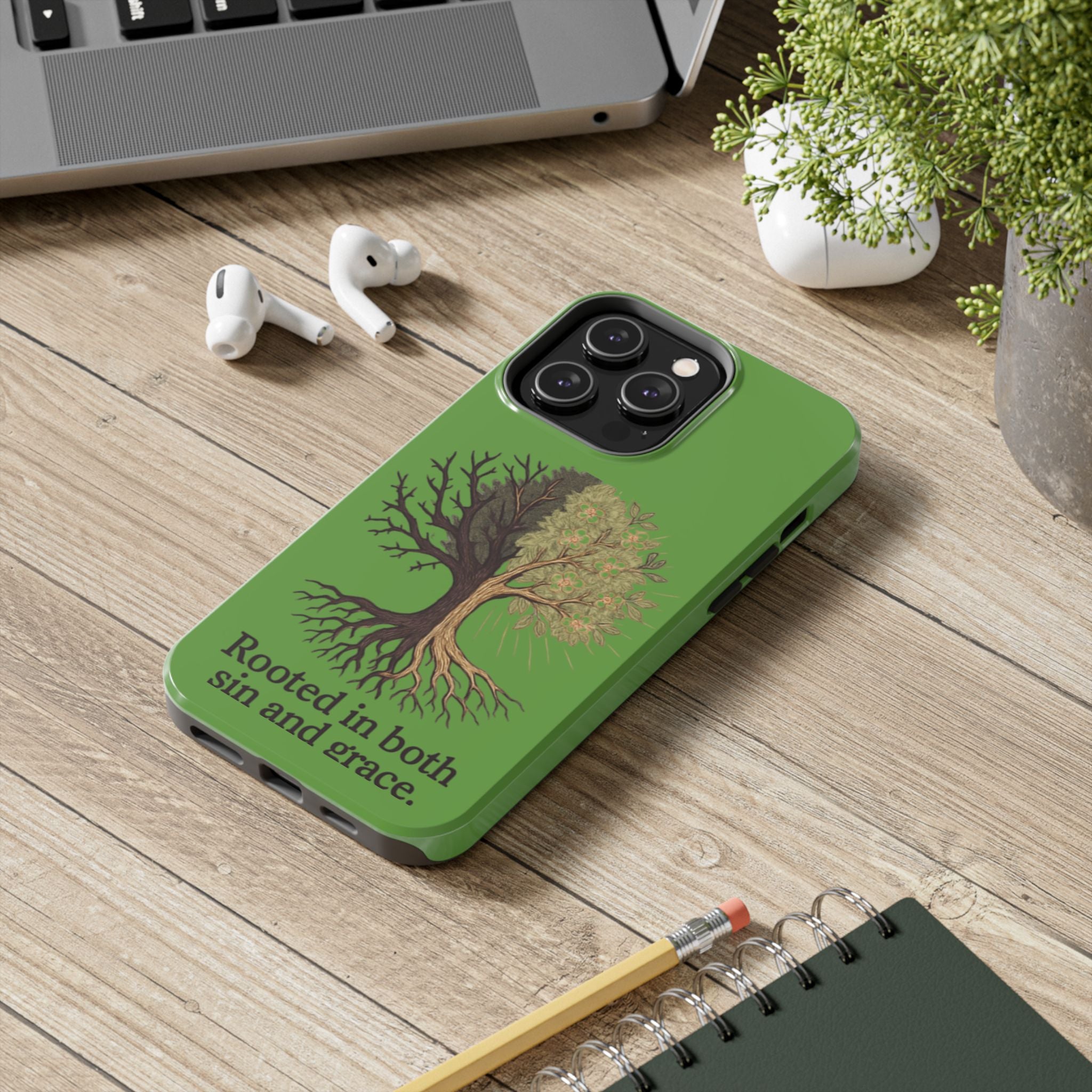 Rooted in Both Sin and Grace Tough Phone Case — Tree of Life Christian Phone Cover