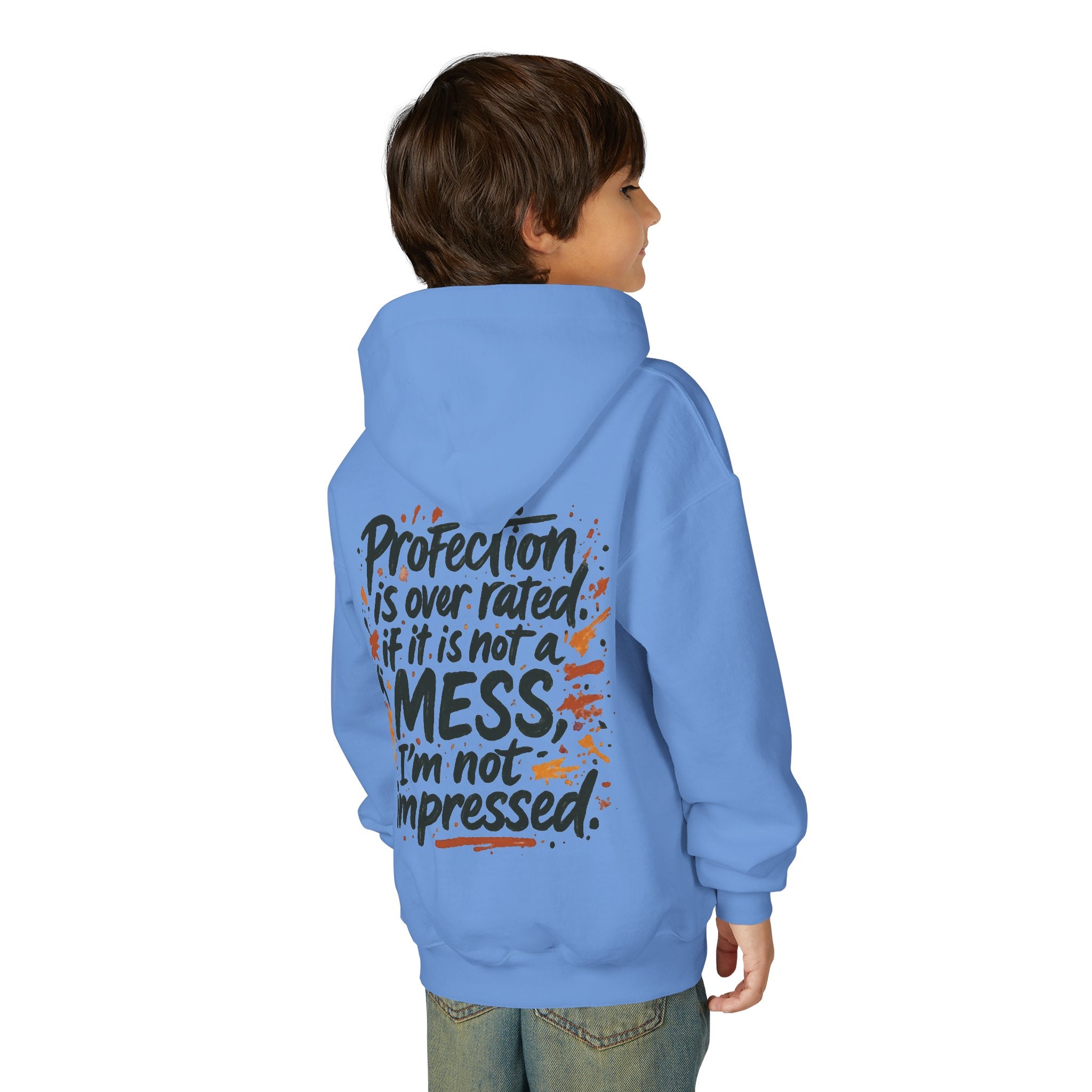 Youth Hoodie — "Children Messy Vibes" Graphic Hoodie (Back: "Profection is Overrated if It Is Not a Mess I'm not impressed")