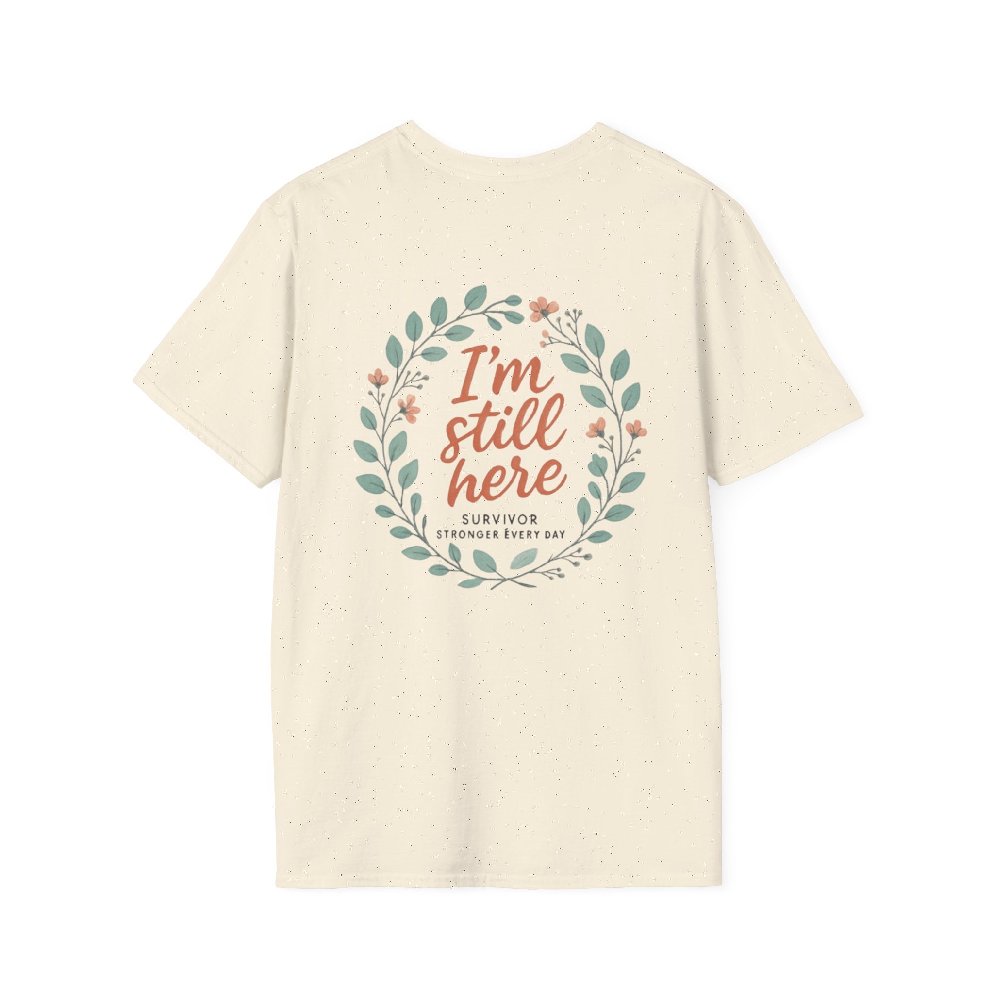 Survivor Awareness T-Shirt — Teal & Purple Ribbon “I’m Still Here” Design