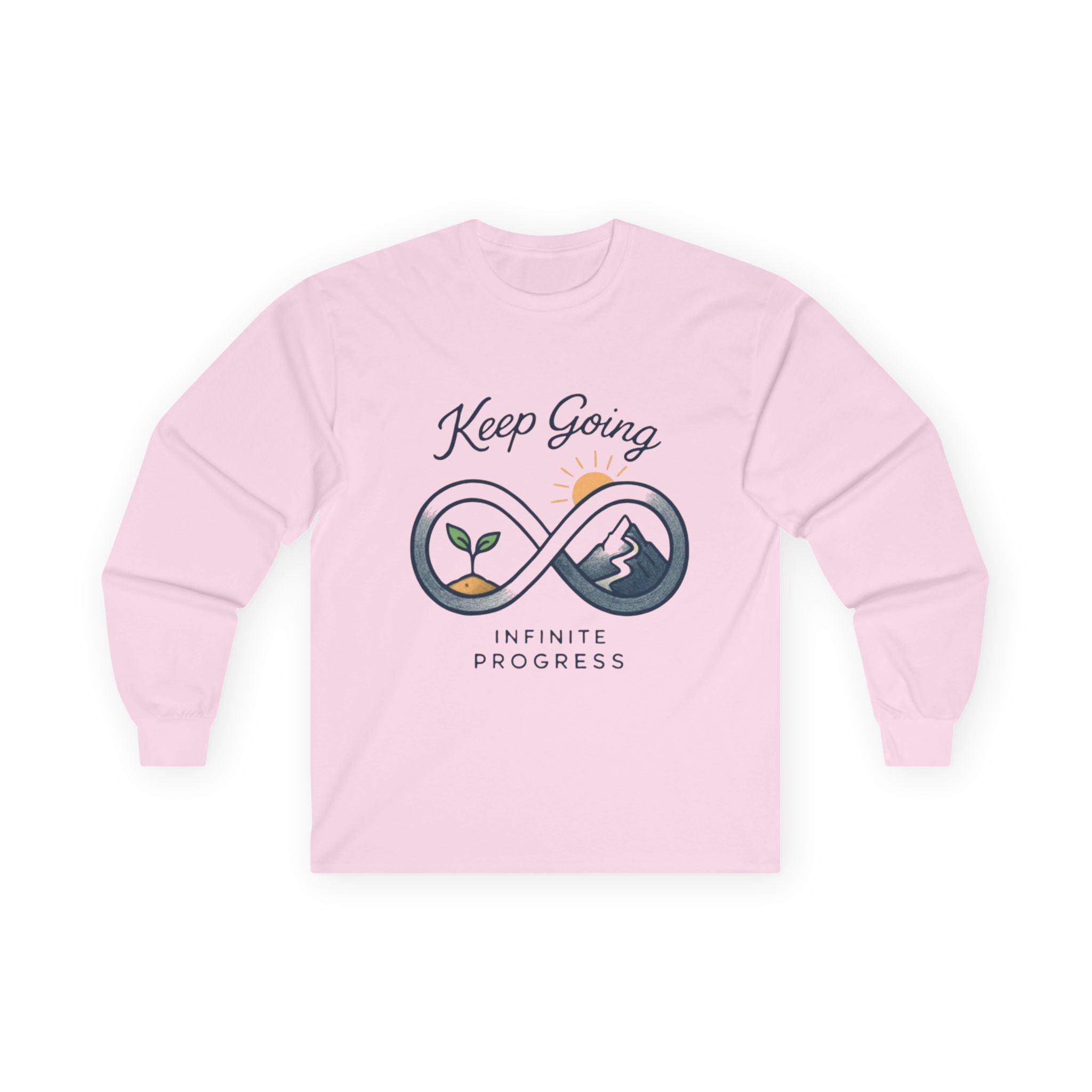 Long Sleeve Tee — "Keep Going: Infinite Progress" Motivational Shirt