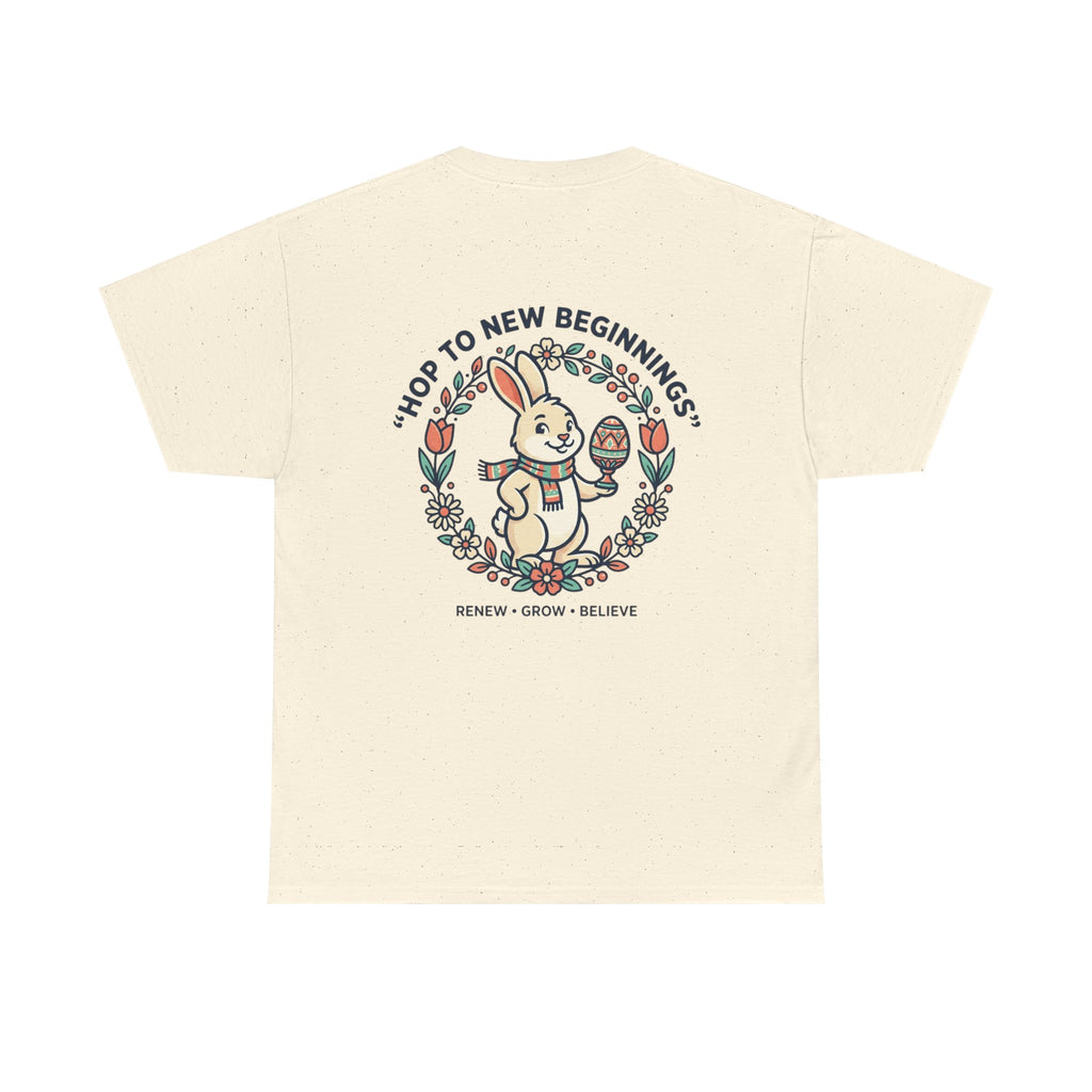 Peaceful Bunny “Hope to New Beginnings” Graphic Tee — Lotus & Floral Spiritual T-Shirt