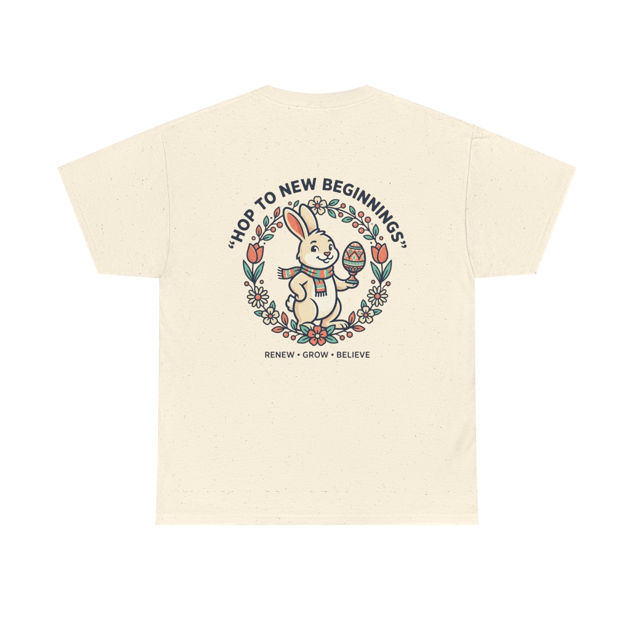 Peaceful Bunny “Hope to New Beginnings” Graphic Tee — Lotus & Floral Spiritual T-Shirt