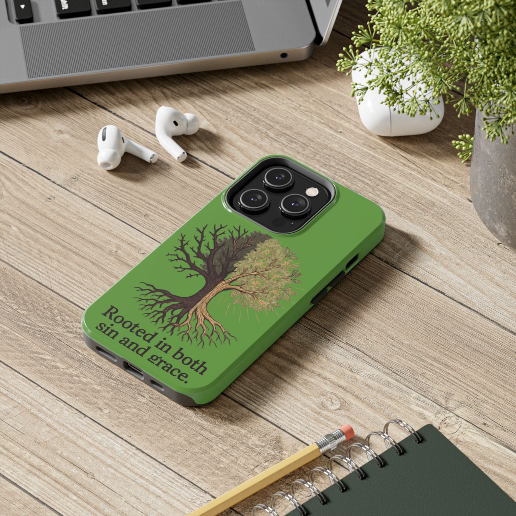 Rooted in Both Sin and Grace Tough Phone Case — Tree of Life Christian Phone Cover
