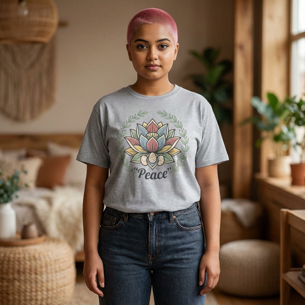 Peaceful Bunny “Hope to New Beginnings” Graphic Tee — Lotus & Floral Spiritual T-Shirt