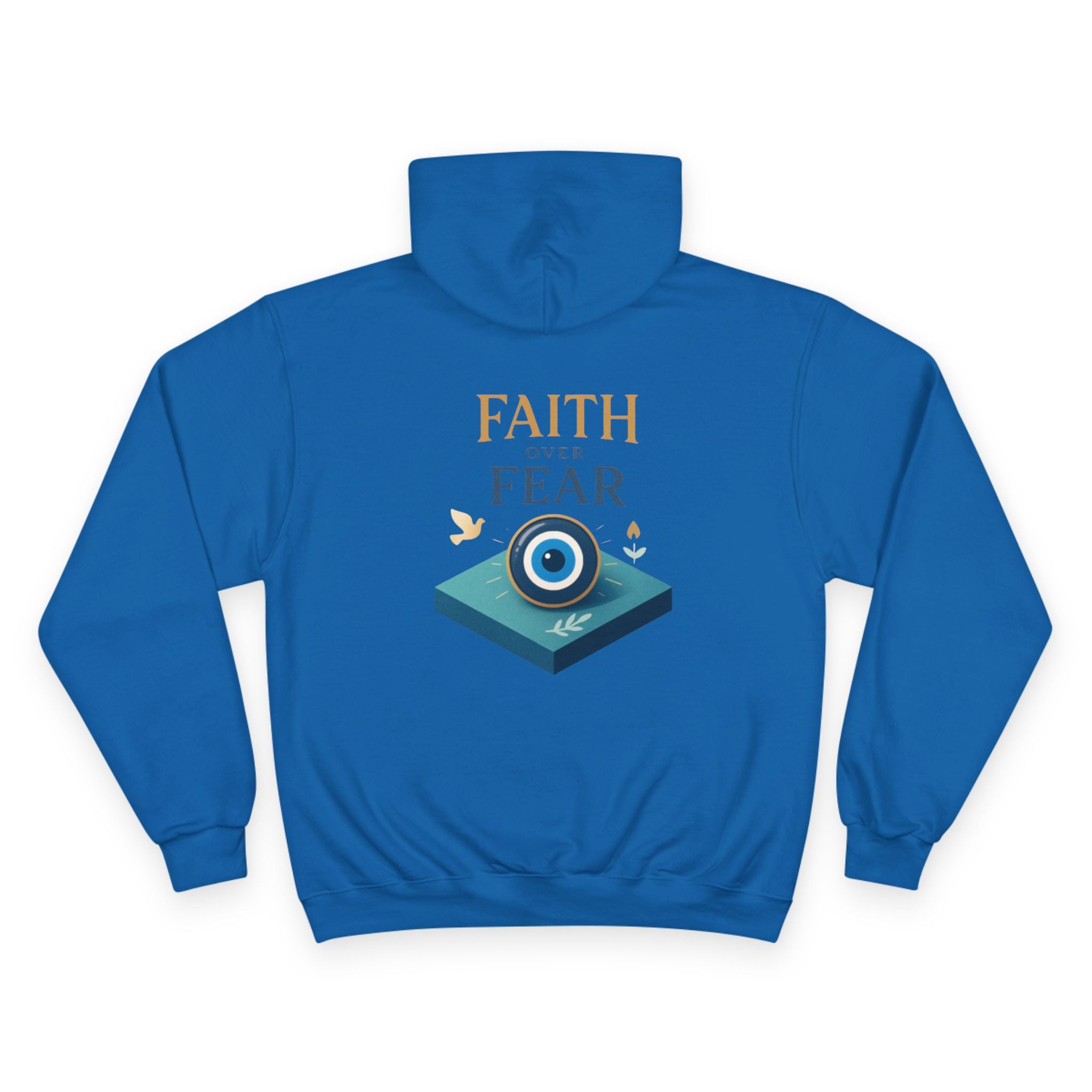 Faith Over Fear Champion Hoodie — Inspirational Mask Graphic Hoodie