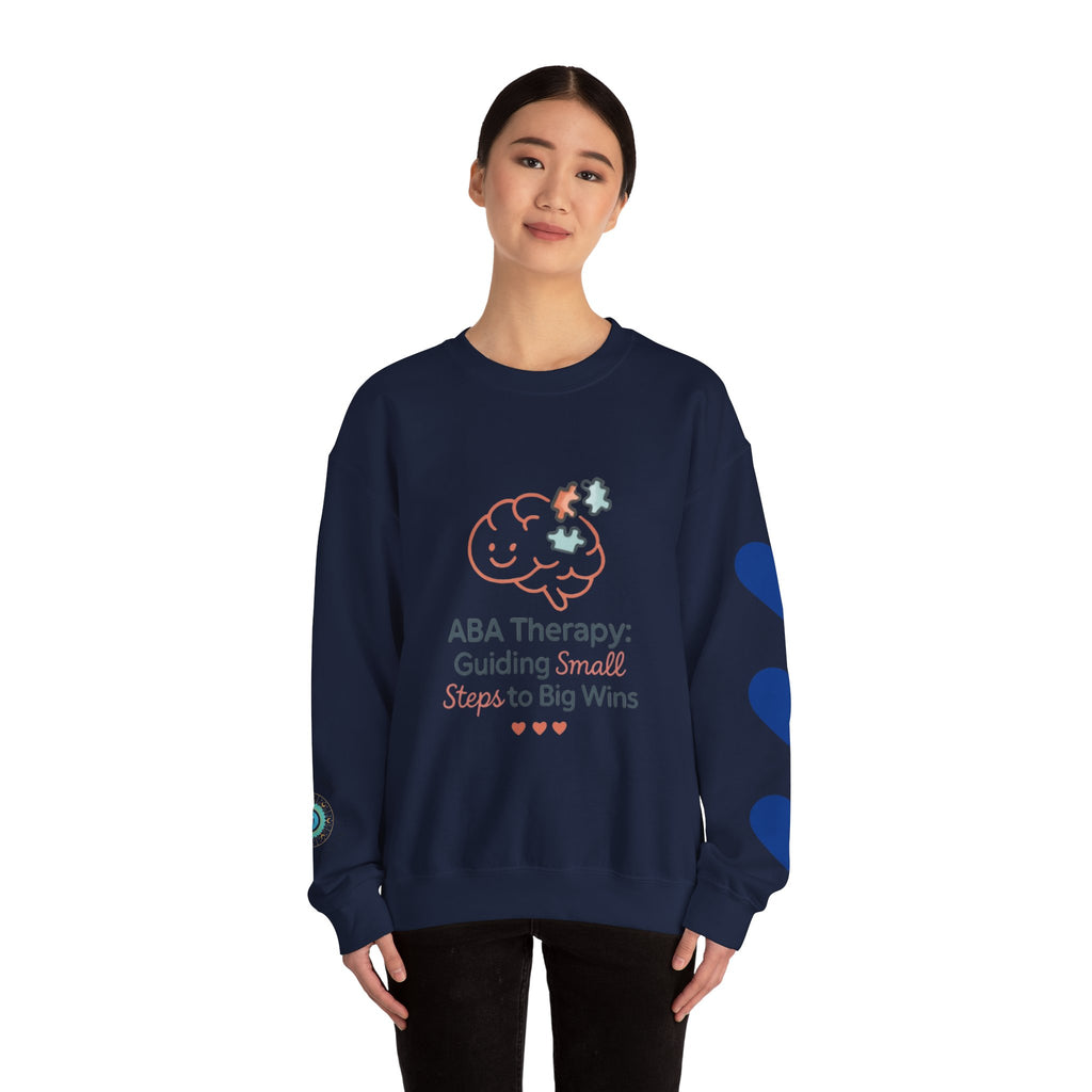 ABA Therapy Crewneck Sweatshirt – "Guiding Small Steps to Big Wins" | Progress Over Perfection
