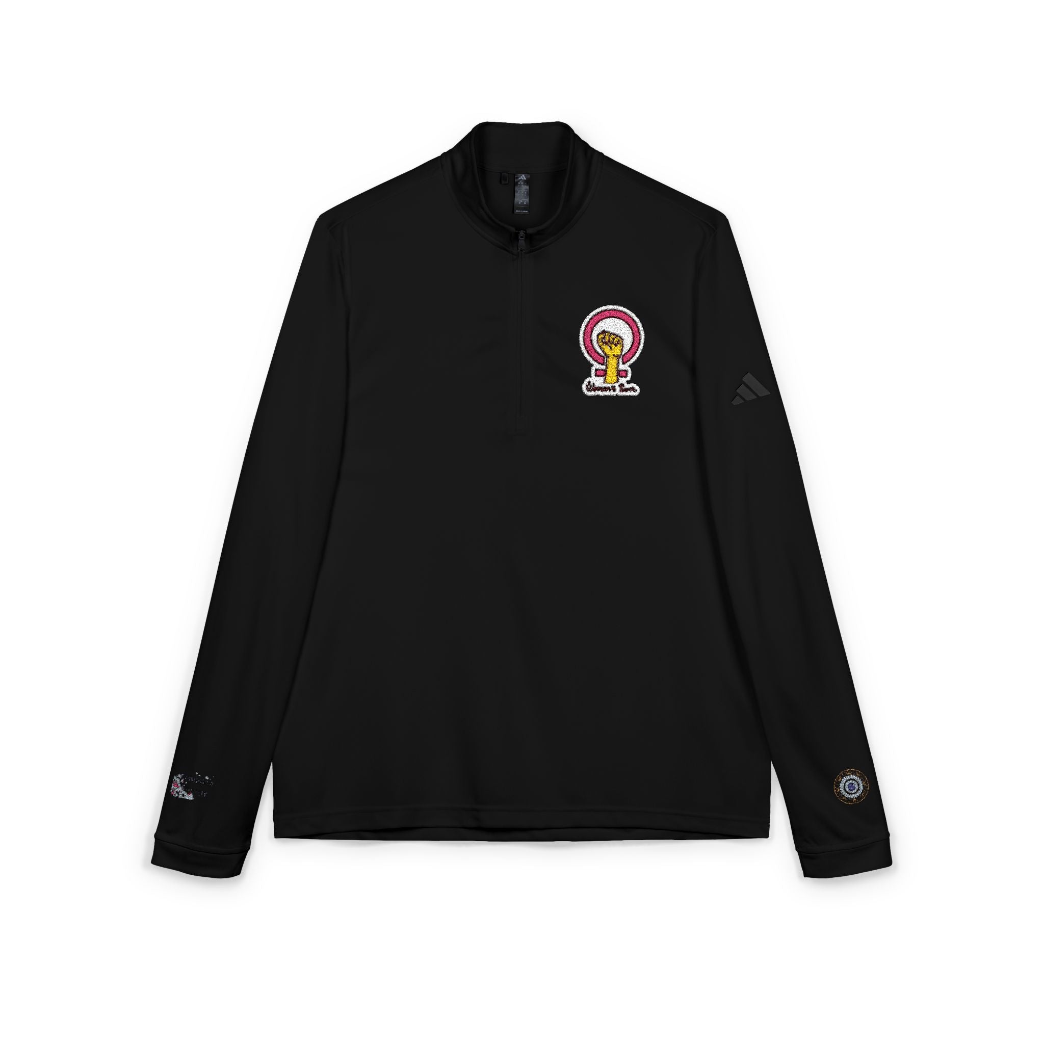 Embroidered White Adidas Quarter-Zip Pullover — Womens power, feminine enery