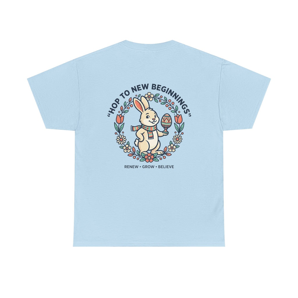 Peaceful Bunny “Hope to New Beginnings” Graphic Tee — Lotus & Floral Spiritual T-Shirt
