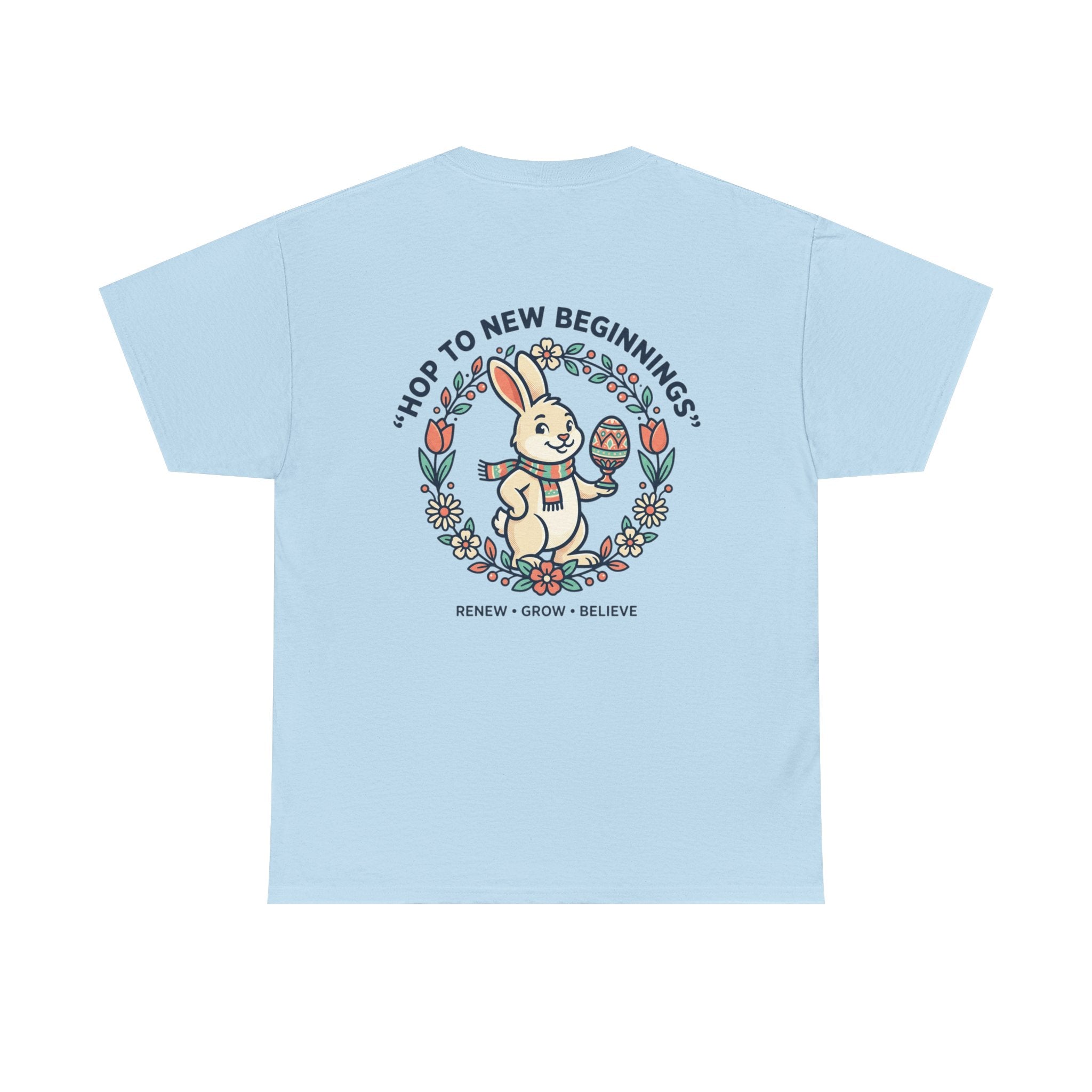 Peaceful Bunny “Hope to New Beginnings” Graphic Tee — Lotus & Floral Spiritual T-Shirt