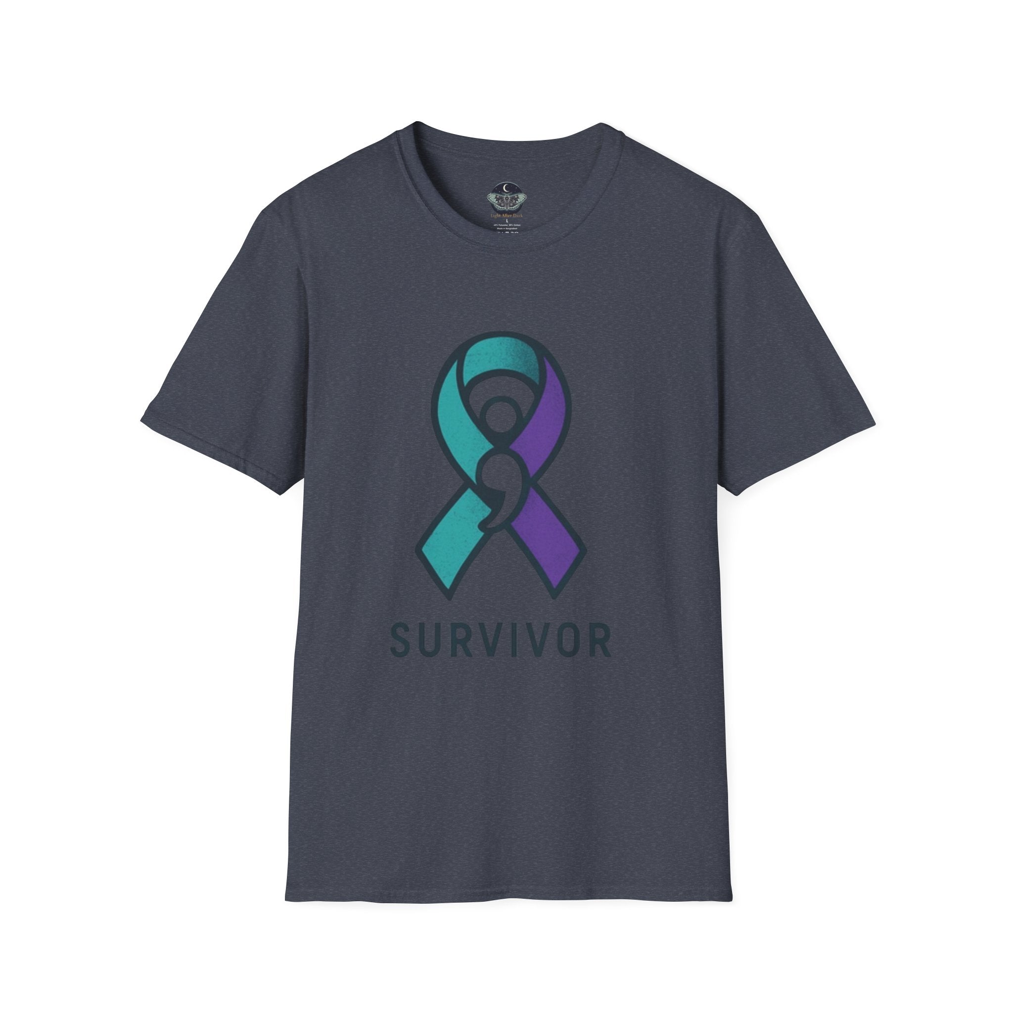 Survivor Awareness T-Shirt — Teal & Purple Ribbon “I’m Still Here” Design