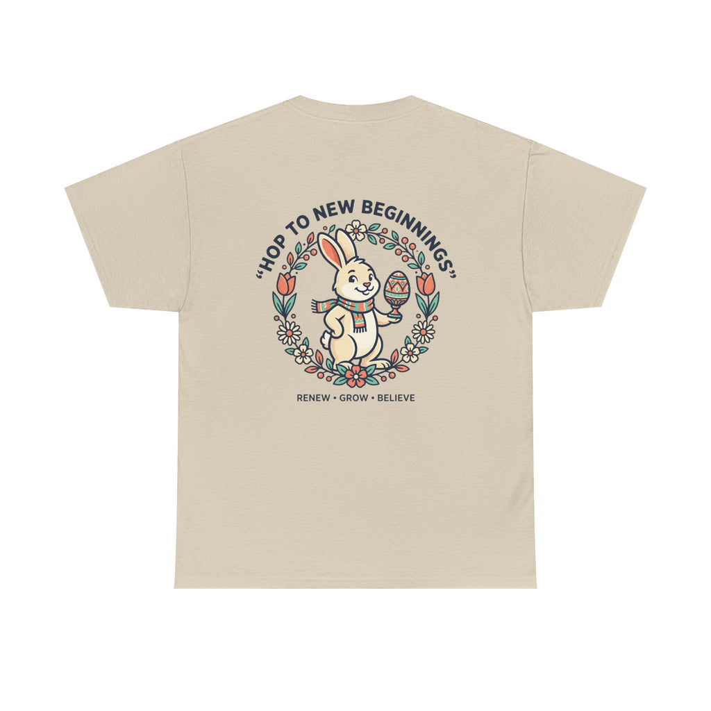 Peaceful Bunny “Hope to New Beginnings” Graphic Tee — Lotus & Floral Spiritual T-Shirt