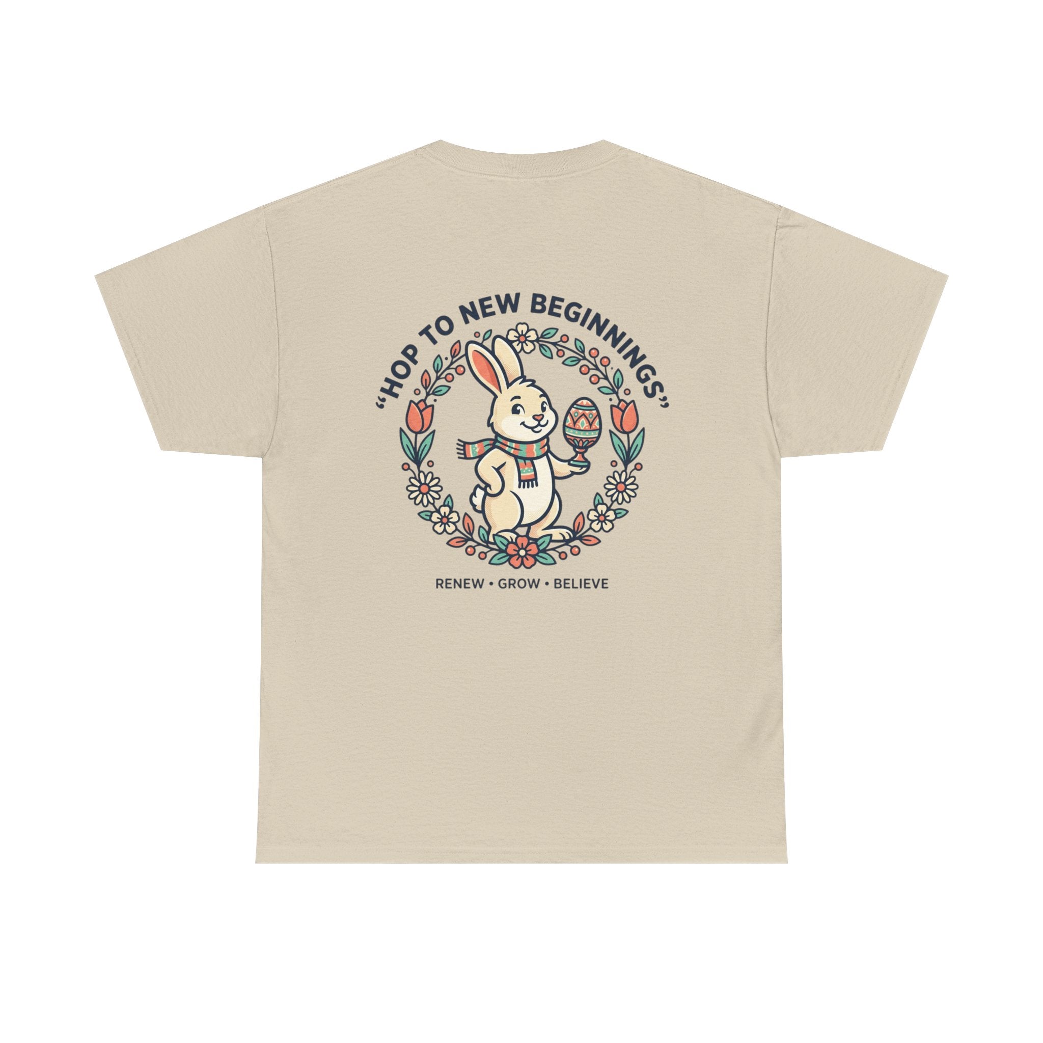 Peaceful Bunny “Hope to New Beginnings” Graphic Tee — Lotus & Floral Spiritual T-Shirt