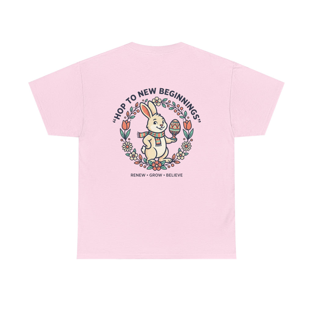 Peaceful Bunny “Hope to New Beginnings” Graphic Tee — Lotus & Floral Spiritual T-Shirt