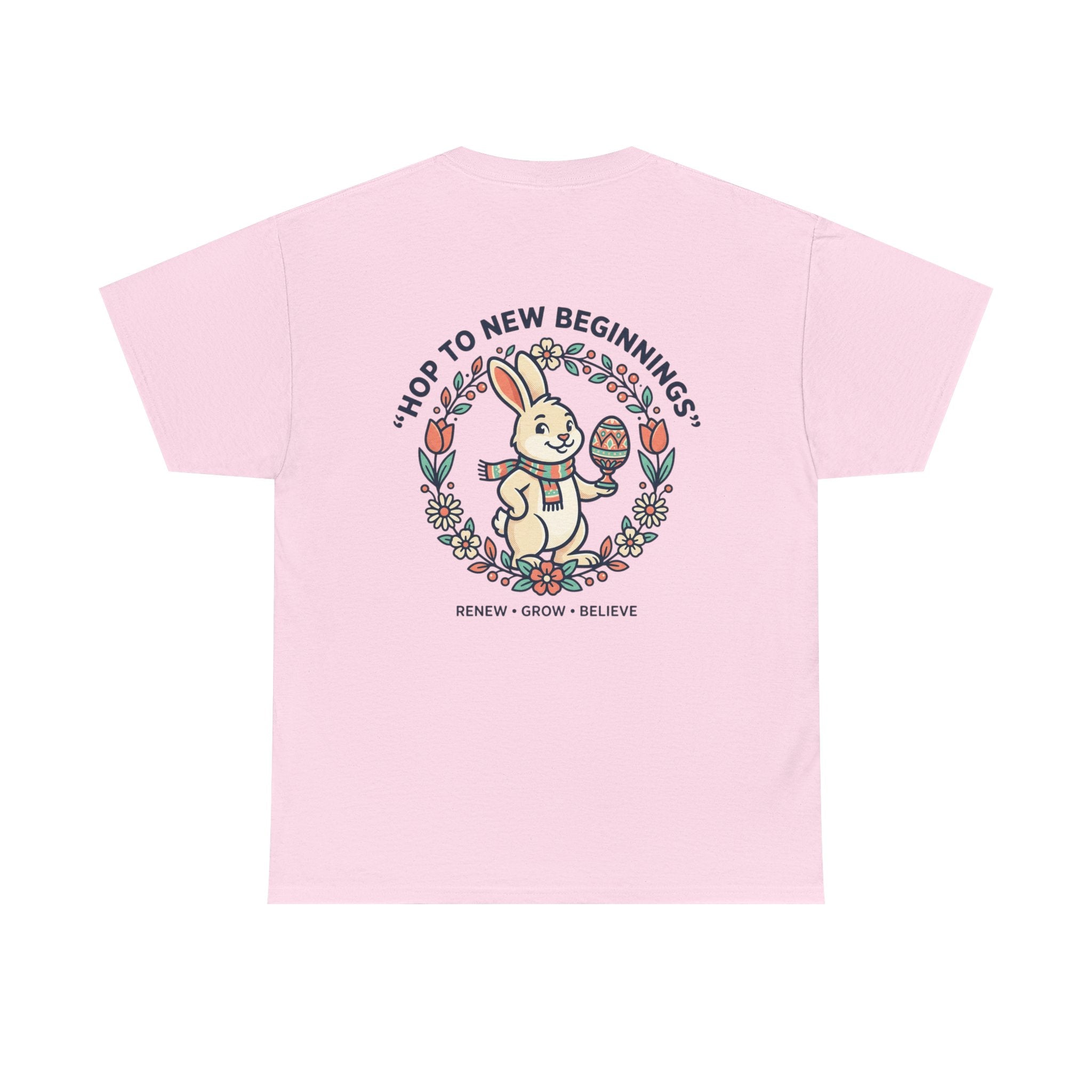 Peaceful Bunny “Hope to New Beginnings” Graphic Tee — Lotus & Floral Spiritual T-Shirt