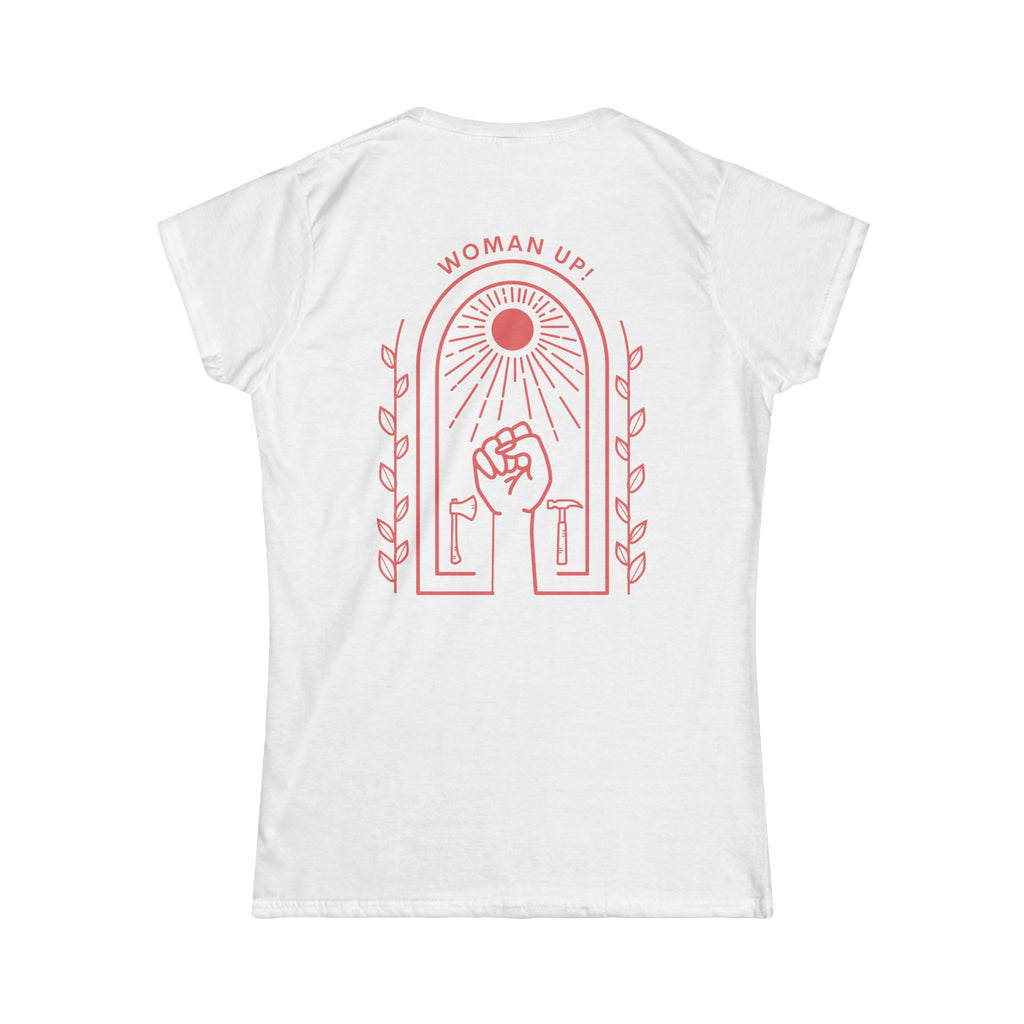 Feminist Graphic Tee — "Woman Up" Empowerment T-Shirt with Botanical Portrait