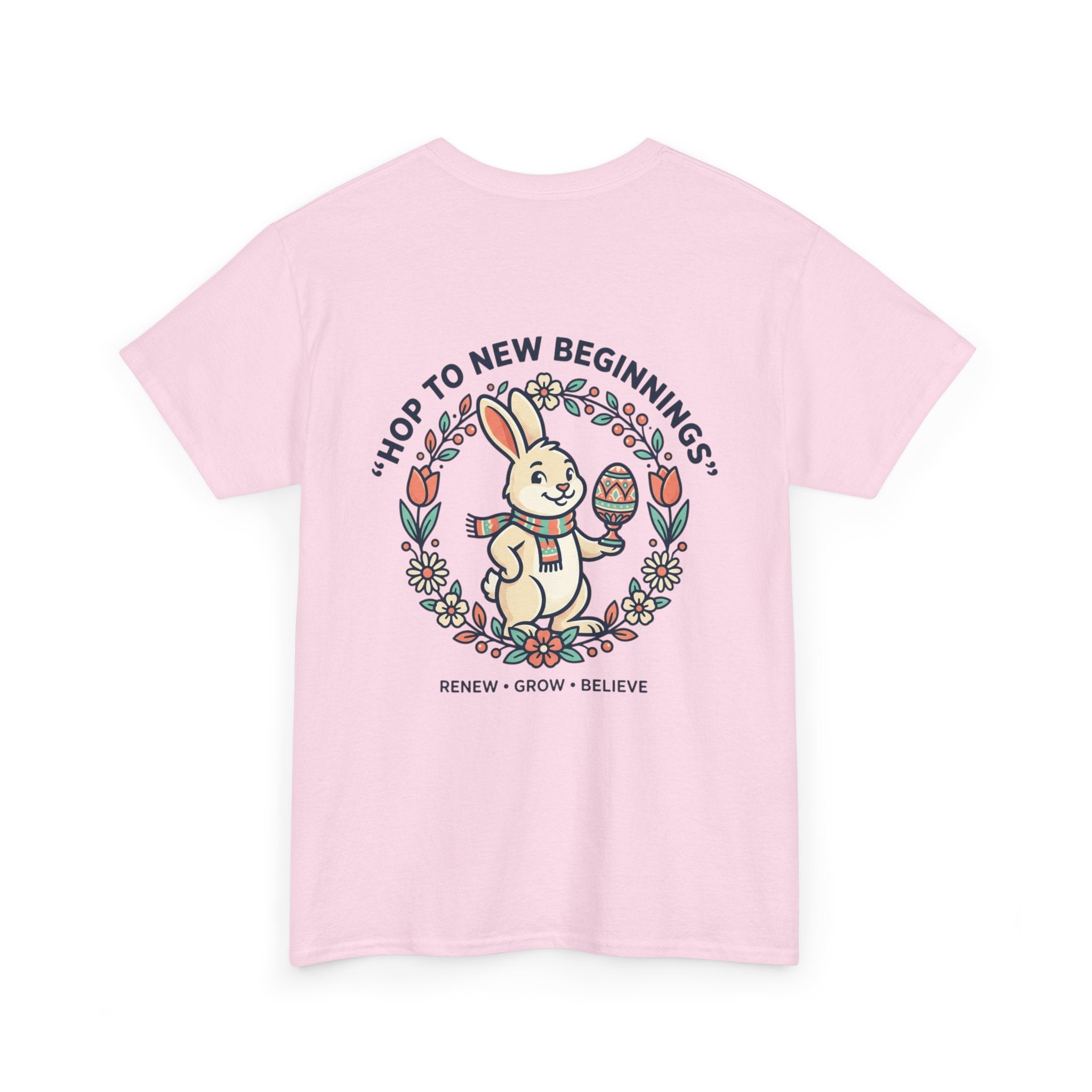 Peaceful Bunny “Hope to New Beginnings” Graphic Tee — Lotus & Floral Spiritual T-Shirt