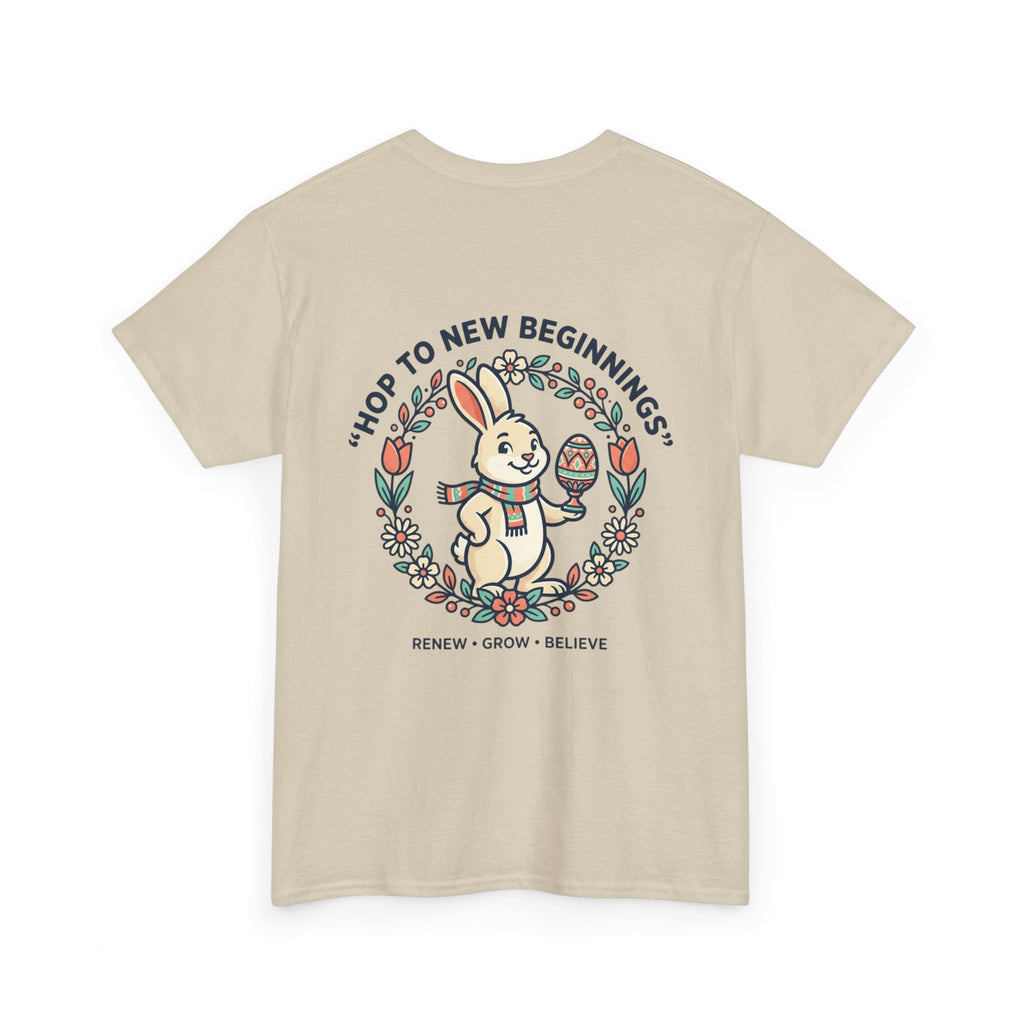 Peaceful Bunny “Hope to New Beginnings” Graphic Tee — Lotus & Floral Spiritual T-Shirt