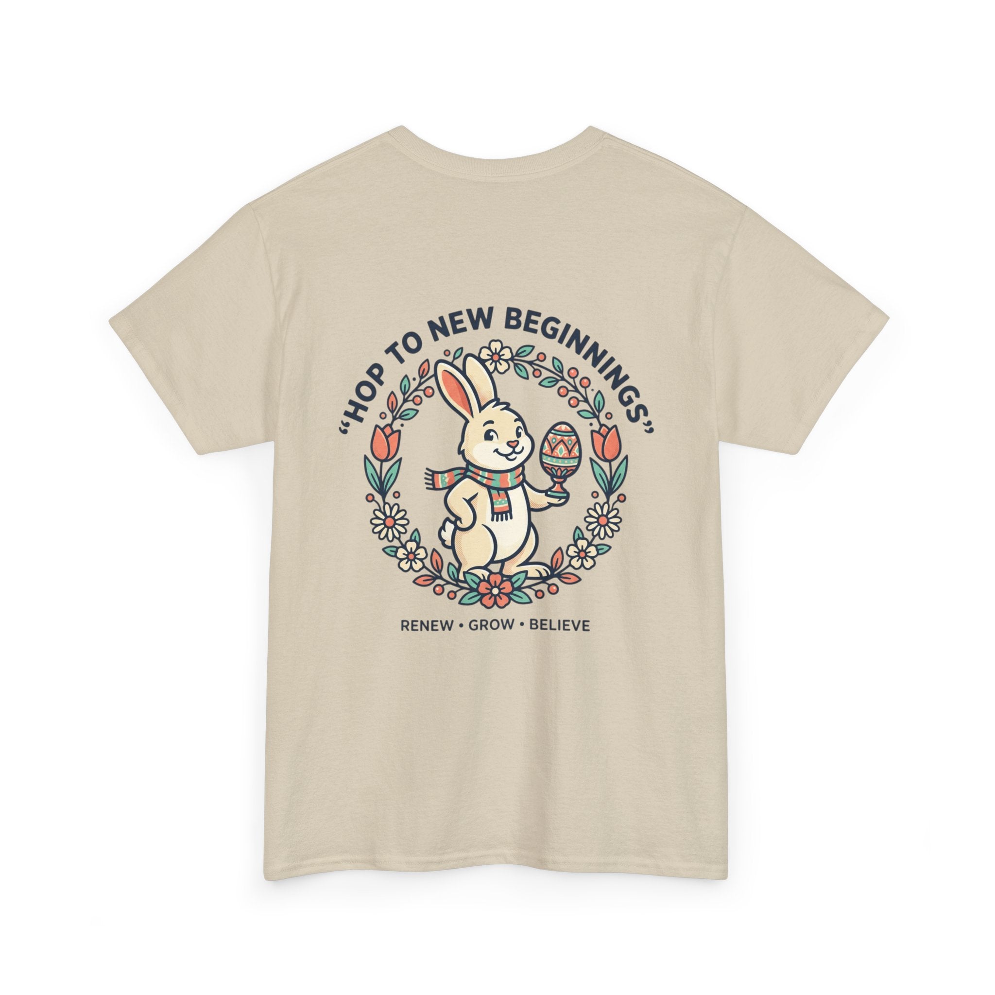 Peaceful Bunny “Hope to New Beginnings” Graphic Tee — Lotus & Floral Spiritual T-Shirt