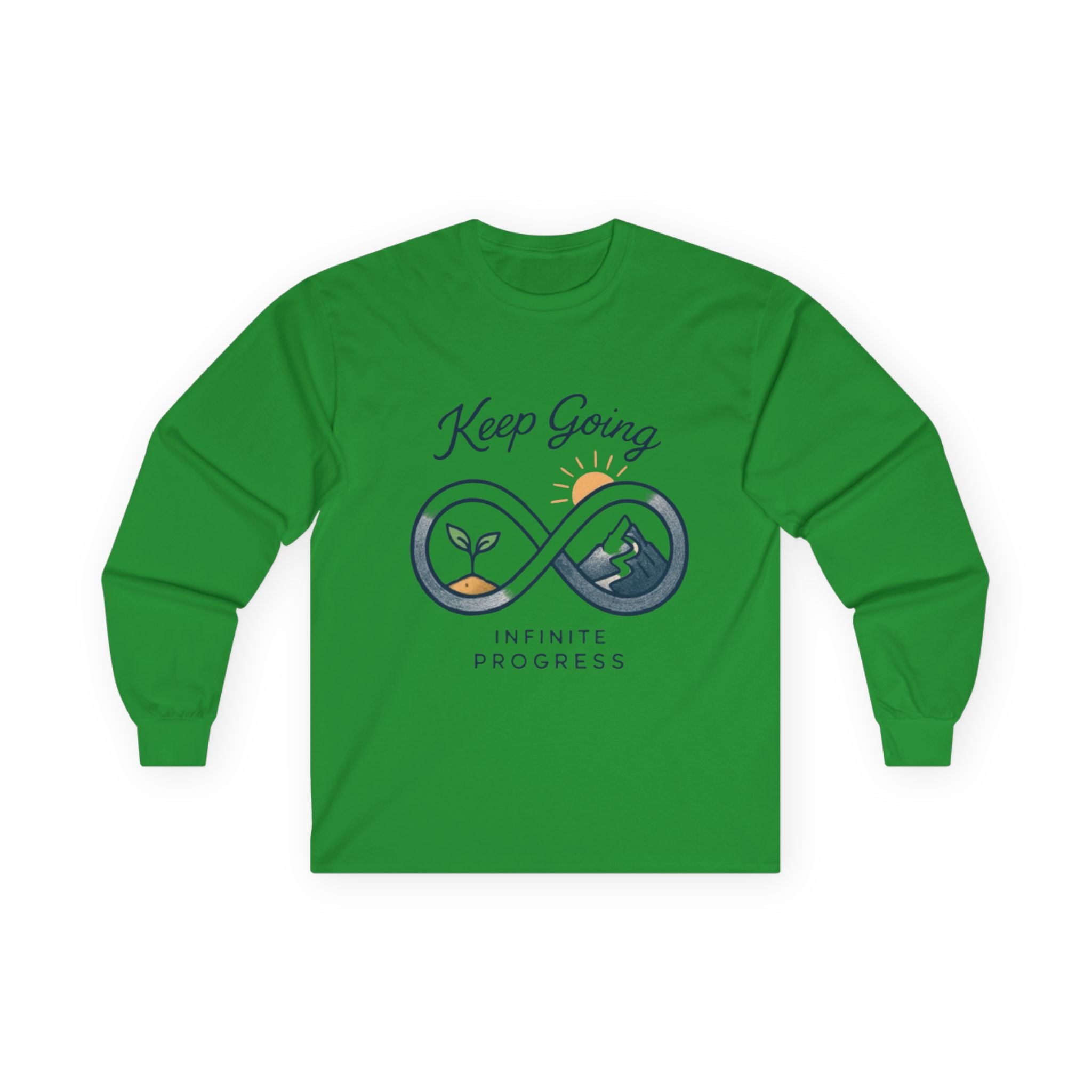 Long Sleeve Tee — "Keep Going: Infinite Progress" Motivational Shirt