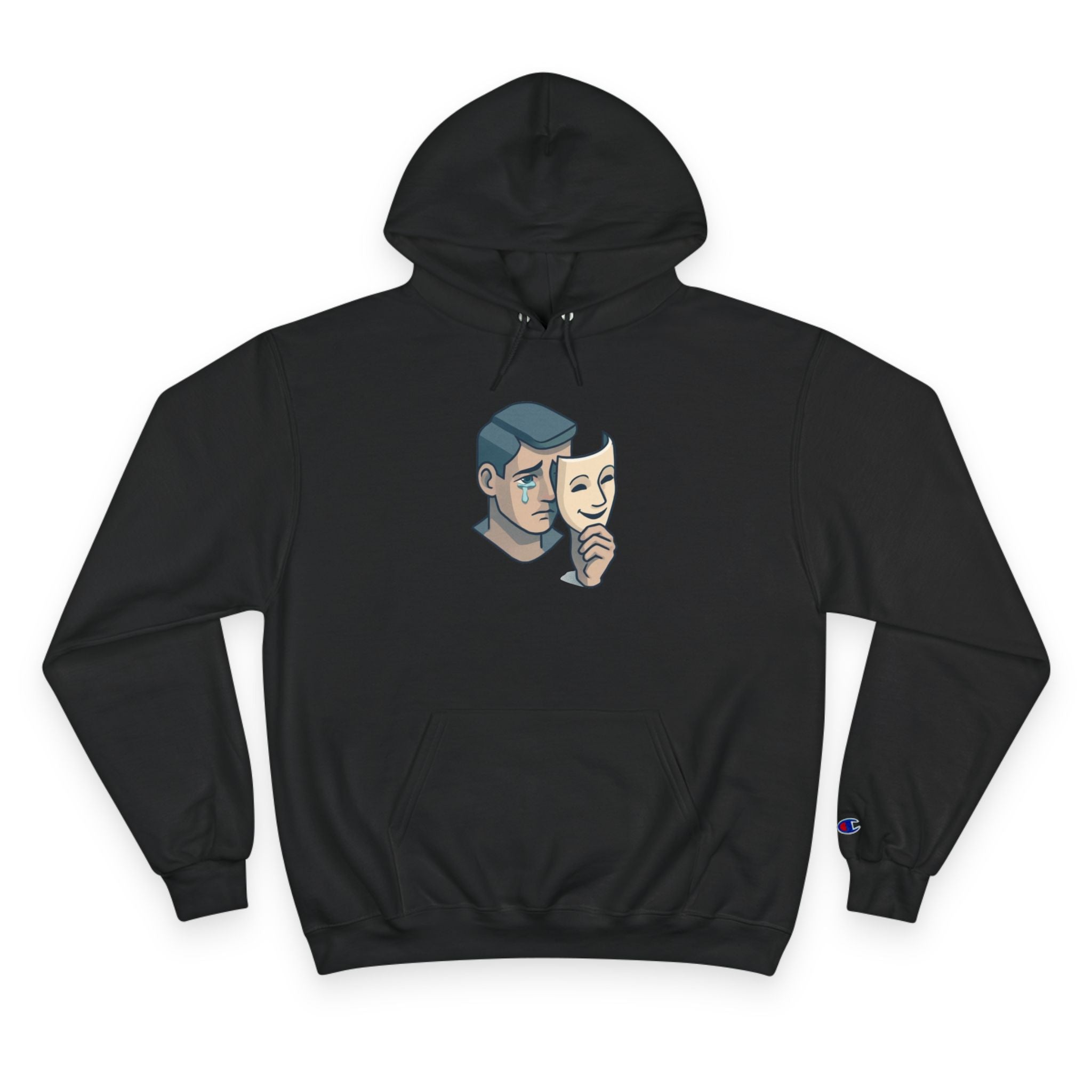 Faith Over Fear Champion Hoodie — Inspirational Mask Graphic Hoodie