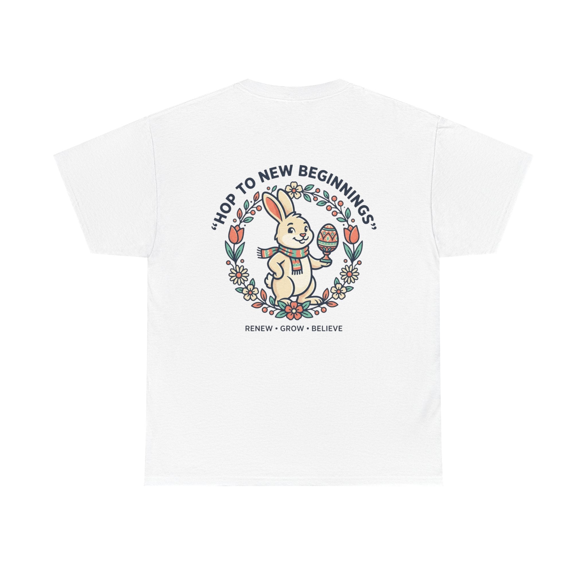 Peaceful Bunny “Hope to New Beginnings” Graphic Tee — Lotus & Floral Spiritual T-Shirt