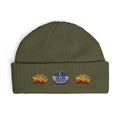 Embroidered light after dark lotus cuff beanie