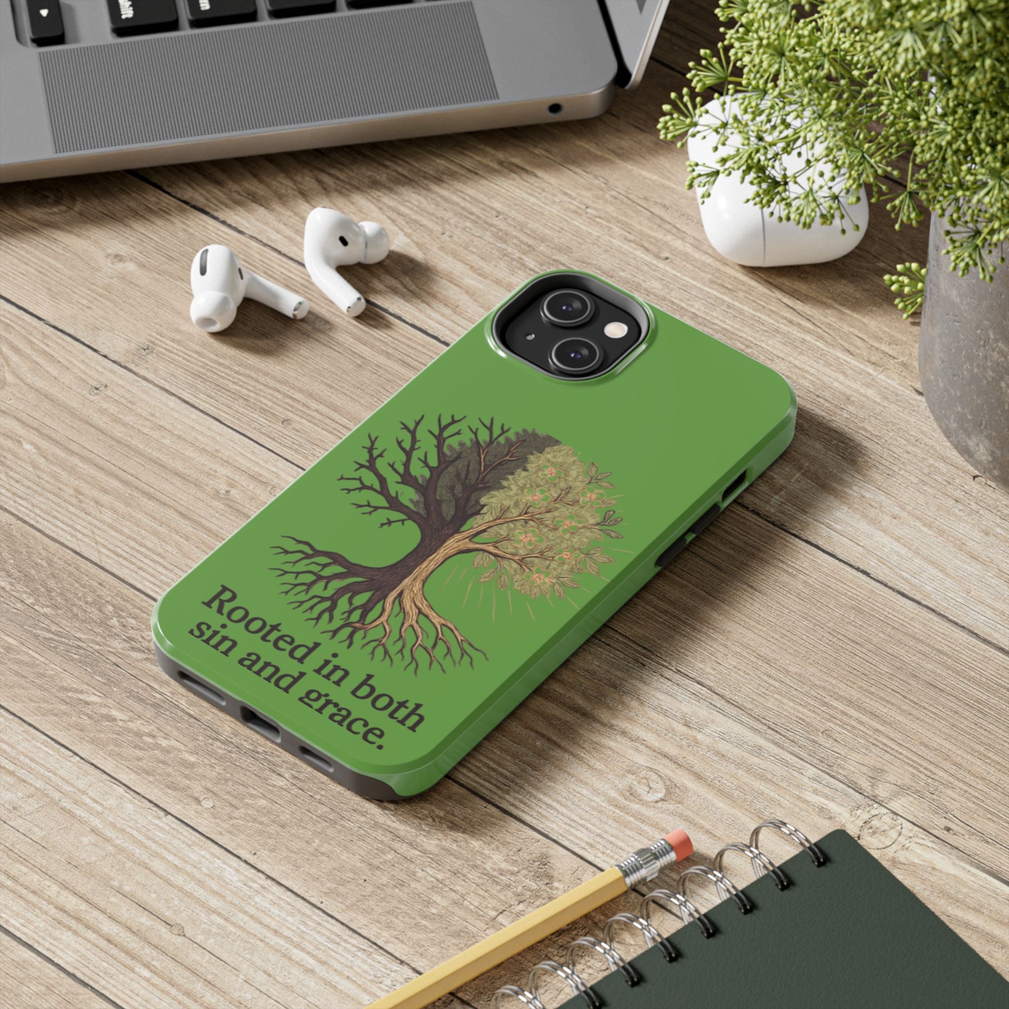 Rooted in Both Sin and Grace Tough Phone Case — Tree of Life Christian Phone Cover